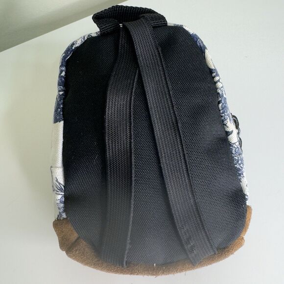 Vintage JANSPORT Mini Back Pack Coin Purse Wristlet Charm Blue Floral Leather - Picture 8 of 16